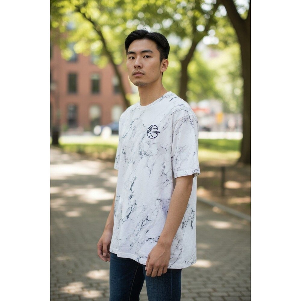 Nike Crew Neck Short Sleeve T-Shirt White Marble Print Men's XXL